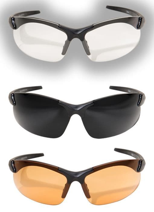 Sharp Edge Thin Temple 3 Lenses Kit - Soft-Touch Matte Black Frame / Clear Vapor Shield, Tiger's Eye Vapor Shield, G-15 Vapor Shield Lenses