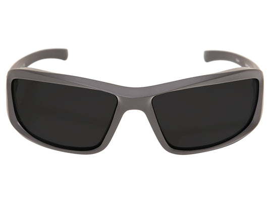 Hamel Mas Gray - Soft-Touch Matte Gray Thin Temple Frame / Polarized Smoke Vapor Shield Lenses